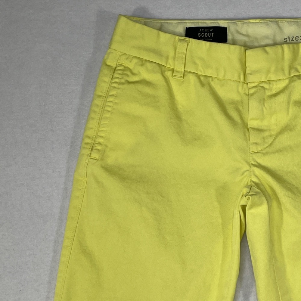 J.Crew Women's Size 0 Scout Chino Pants Yellow 100% Cotton Cropped (29x25) - Picture 3 of 10